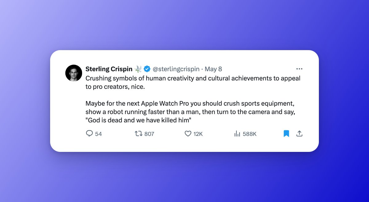 Apple's iPad Pro Ad Sparks Mixed Reactions Among Creatives