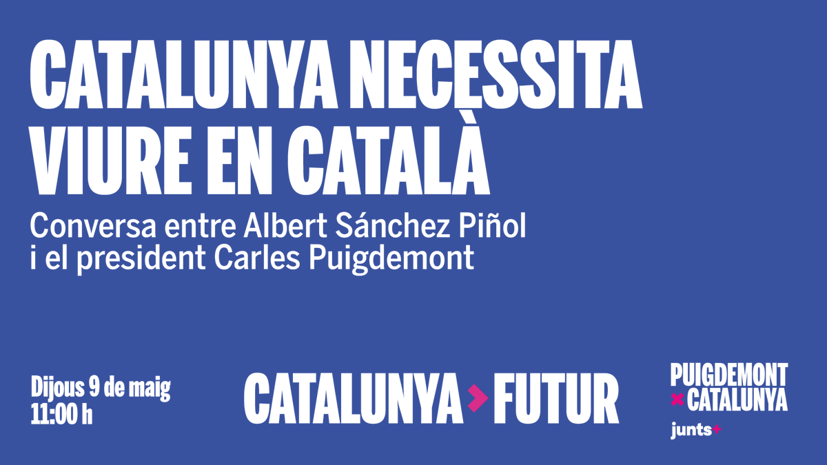 📢 Catalunya necessita viure en català. 🗣️ L’escriptor català més traduït a altres llengües, @SanchezAlb3517, conversa amb el president @KRLS Puigdemont. 📌 A les 11h segueix la conversa a: youtube.com/watch?v=NbrVp8…