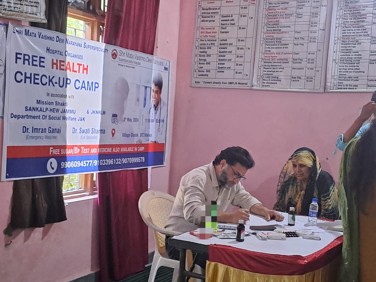 Free health checkup camp organized in collaboration with @UBhalwal & @SMVD_Narayana_Hospital in Vill.Ghaink,Block Bhalwal ,Around 200 women benefitted from the camp. Free medicines, Free BP & Sugar tests were done on spot. @dmjammuofficial @justcsachin @AnsuyaJamwal @MDJKSRLM