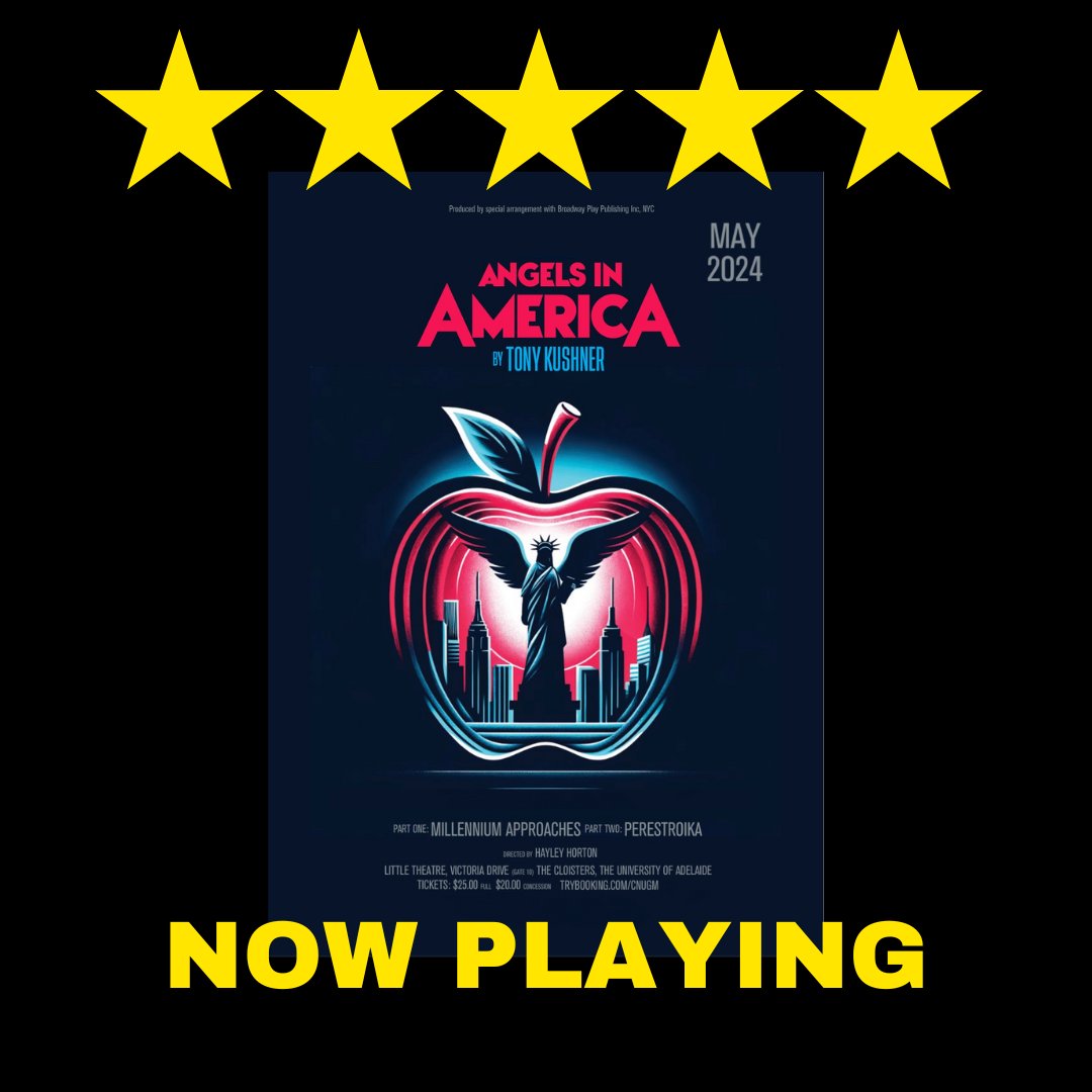Angels in America is back FRIDAY at 7PM and will play this weekend, next weekend and a final showing the following Fri/Sat. PLEASE don't miss out. This opportunity does not come to Adelaide very often. 
Book at trybooking.com/CNUGM