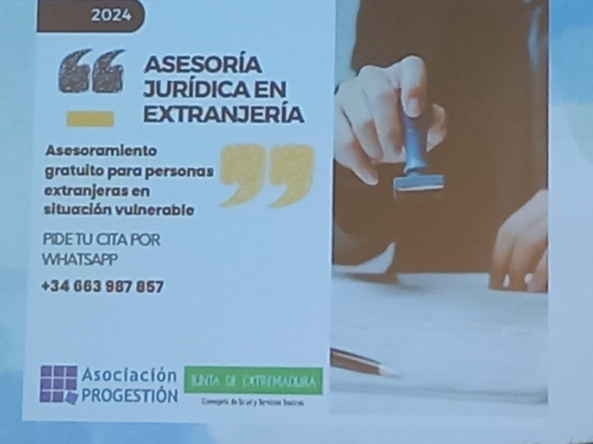 Asistimos al II ENCUENTRO DE ENTIDADES DE MIGRANTES DE BADAJOZ organizado por PROGESTIÓN Extremadura, donde  se abordaron los procedimientos para solicitar arraigos y asilo.
Agradecemos la oportunidad de participar en este encuentro
#migrantes #AsesoramientoJurídico