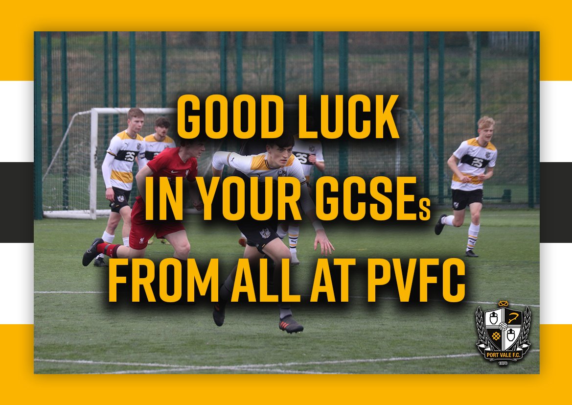 📚 | The best of luck to everyone starting their GCSEs today, from everyone at Port Vale Foundation and @OfficialPVFC! #PVFC | #PVFCFoundation | @LeekBuildSoc