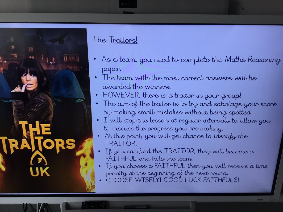 Who says SATs revision has to be boring? The children have loved playing adapted versions of popular TV shows. @AcreHall @BrightFuturesET Thank you @MissA_Teacher for the 1% club resources and @MrBoothY6 for the Traitors inspiration.