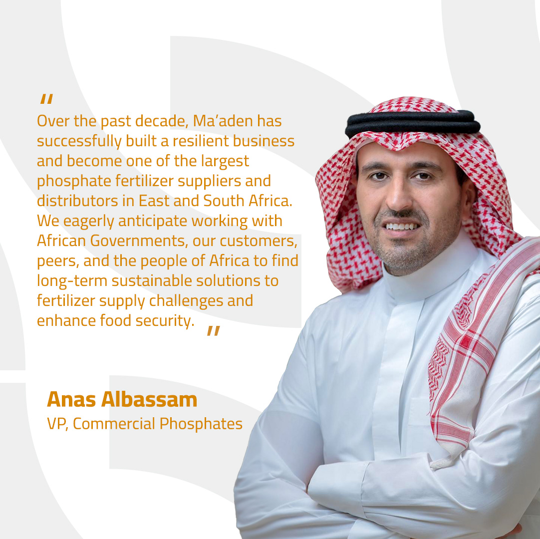 #Maaden is showcasing its commitment to sustainable agriculture and food security at the Africa Fertilizer and Soil Health Summit in Nairobi, Kenya. Hear from Anas Albassam , our Vice President of Commercial Phosphates. #AFSH24