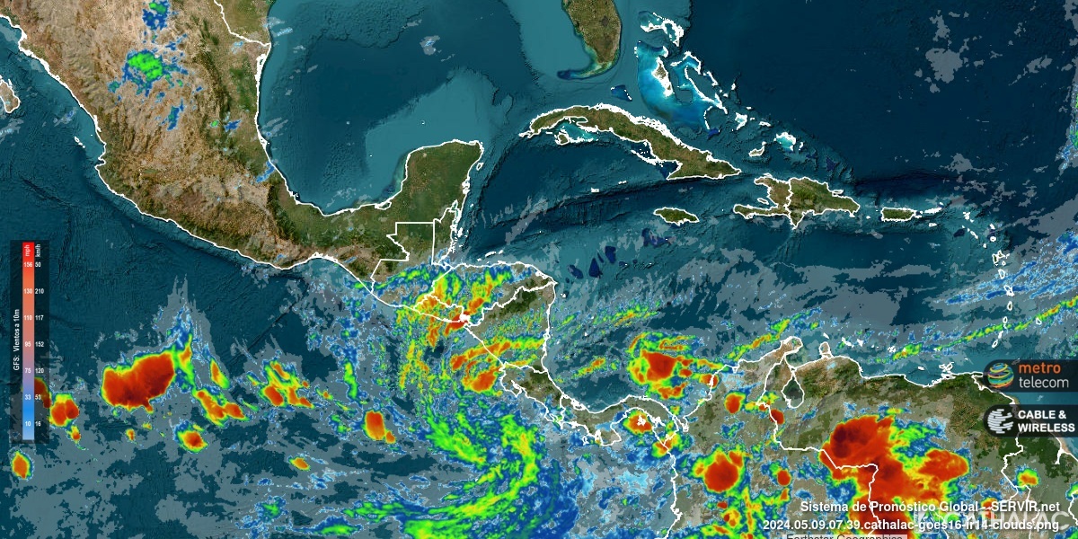 Imagen actualizada de satélite GOES infrarrojo para Centroamérica y el Caribe - animaciones: bit.ly/1n2IGUG