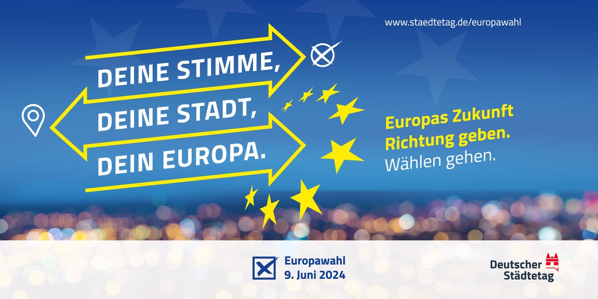 Heute ist #Europatag 🇪🇺 und in einem Monat ist #Europawahl: Freiheit, Demokratie, Wohlstand und eine lebenswerte Umwelt. Am 9. Juni geht es um unsere Zukunft – und die Zukunft unserer #Städte. Deshalb: 👉Wählen gehen ❗️ #DeineStadtDeinEuropa