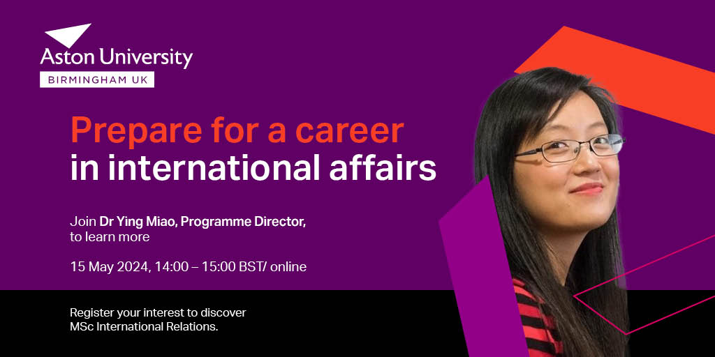 In our upcoming webinar, Programme Director, @sinovibes will introduce MSc International Relations, covering areas such as: 📚Course content 👥Teaching methods 📝Assessment 🤝Career prospects bit.ly/4bmCyFu