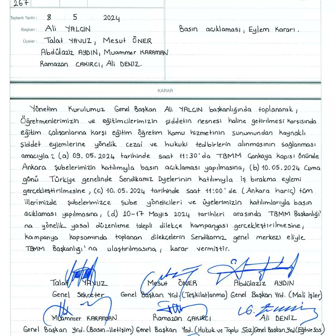 EĞİTİM BİR-SEN RİZE 
10 Mayıs 2024 Cuma günü 1 günlük iş bırakma eylemi ve aynı gün Rize Valilik önünde saat 11.00de basın açıklaması yapacağız. Şiddete karşı eylemlerimize katılımınızı bekliyoruz.
