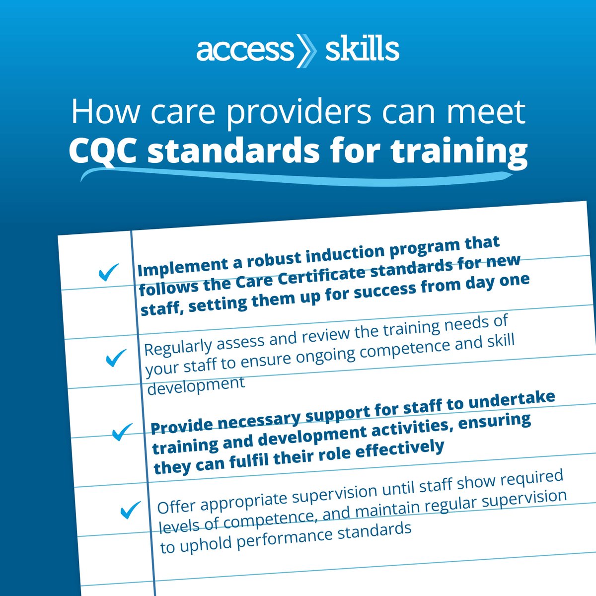 Is your care service meeting CQC's standards when it comes to training? Part 1!

Here's our top tips to make sure your team's training and development align with CQC expectations. Stay tuned for Part 2!

#cqc #socialcare #careprovider #carestandards