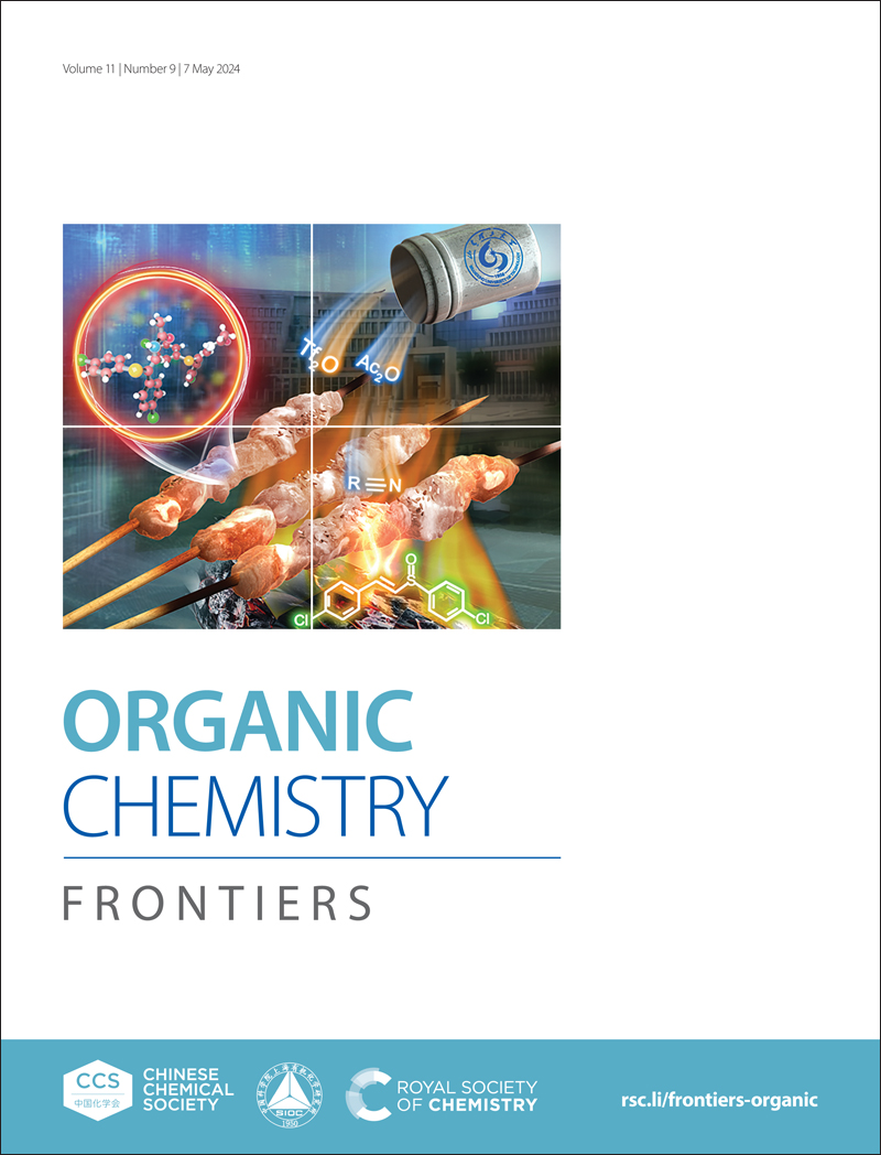On the inside cover of Issue 9: 'Regio- and stereo-selective synthesis of β-phenylthio enamides via intramolecular 1,2-thiol migration' by Xin Huang, Weimin Zhang et al. Free to read at doi.org/10.1039/D3QO02…