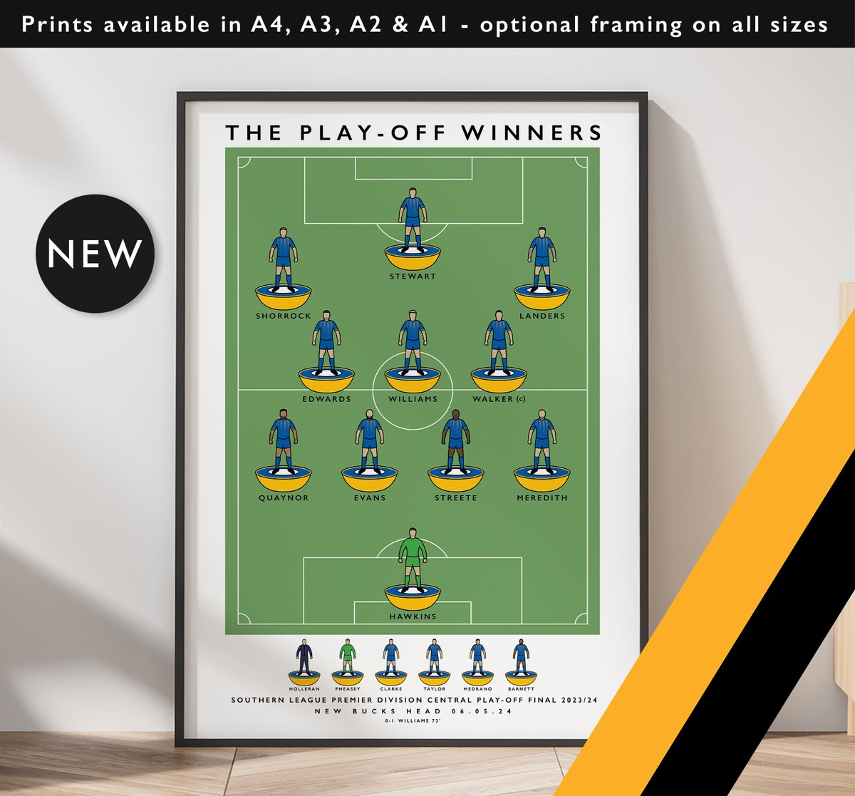 NEW: Leamington FC The Play-Off Winners Prints available in A4, A3, A2 & A1 with optional framing Get 10% off until midnight with the discount code THE-BRAKES Shop now: matthewjiwood.com/subbuteo-teams… #LeamingtonFC