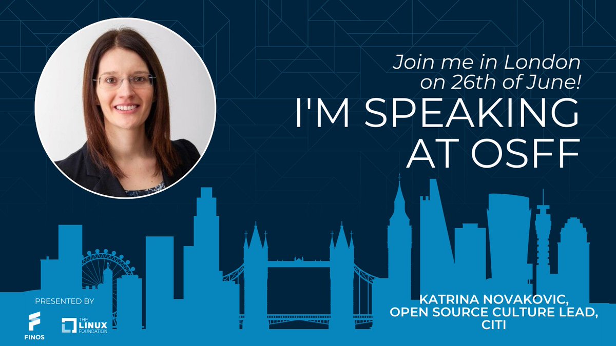 🎫 Join Katrina Novakovic of Citi for Inner Source at Citi at our #OSFF2024 on 26th June in #London 🔗 bit.ly/4a9zviS Event presented by FINOS & @linuxfoundation #OSFF2024 #OSinFinance #opensource #fintech #financialservices #techevent #conference #opensourcecommunity