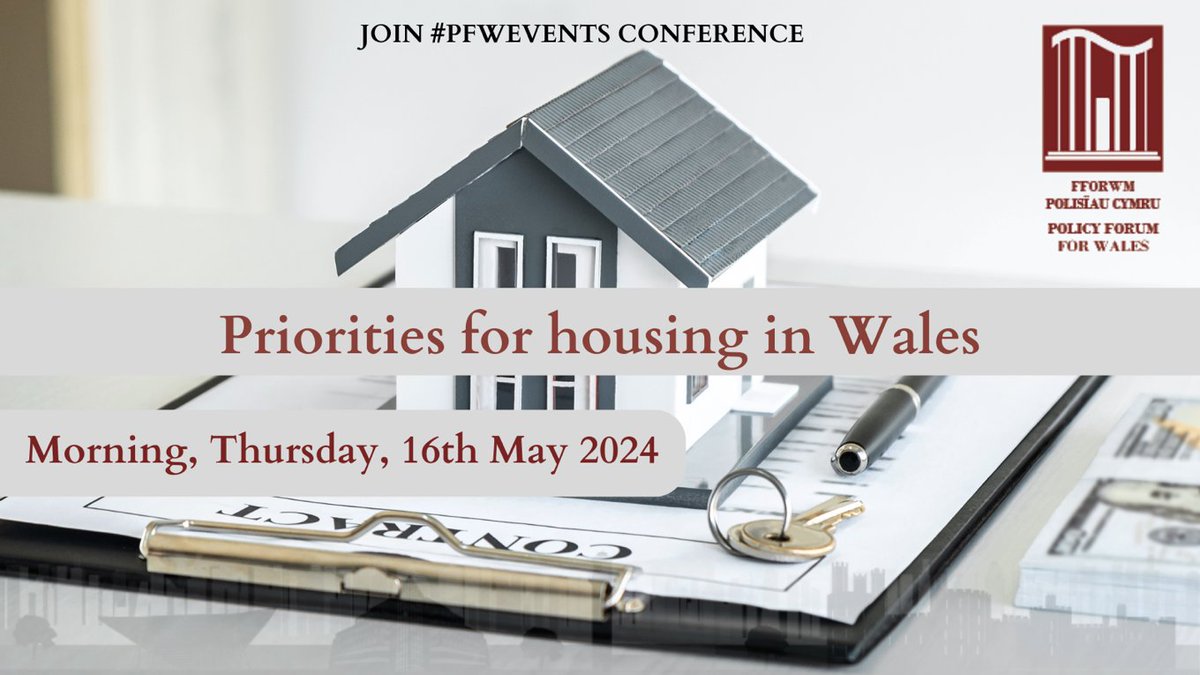 #PFWFEVENTS are holding a conference called Priorities for housing in Wales. Join them on the 16th of May to be a part of this conversation with speakers including @fmbuilders @devbankwales @Cwmpas_Coop. More information: policyforumforwales.co.uk/conference/PFW…