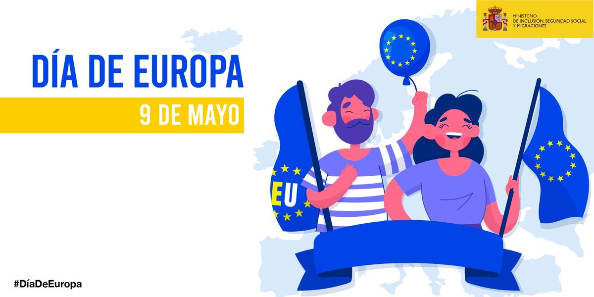 🇪🇺🇪🇸Hoy celebramos el #DíadeEuropa, una fecha para recordar que la cooperación y la unión siempre suman. 👥Más de 720.000 españoles y españoles viven en los países de la Unión Europea y cerca de 900.000 personas pocedentes de la #UE han elegido España para vivir y trabajar.