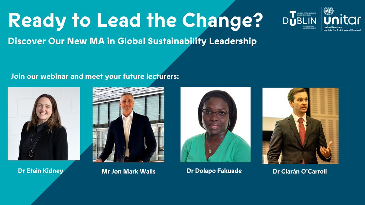 🌍 Lead the change in sustainability! Join our webinar 'Leading the Change: Our New MA in Global Sustainability Leadership' on May 15 at 17:00 CEST! 🎓 Learn from the best in the field! 🌟 Register now! unitar.zoom.us/webinar/regist…