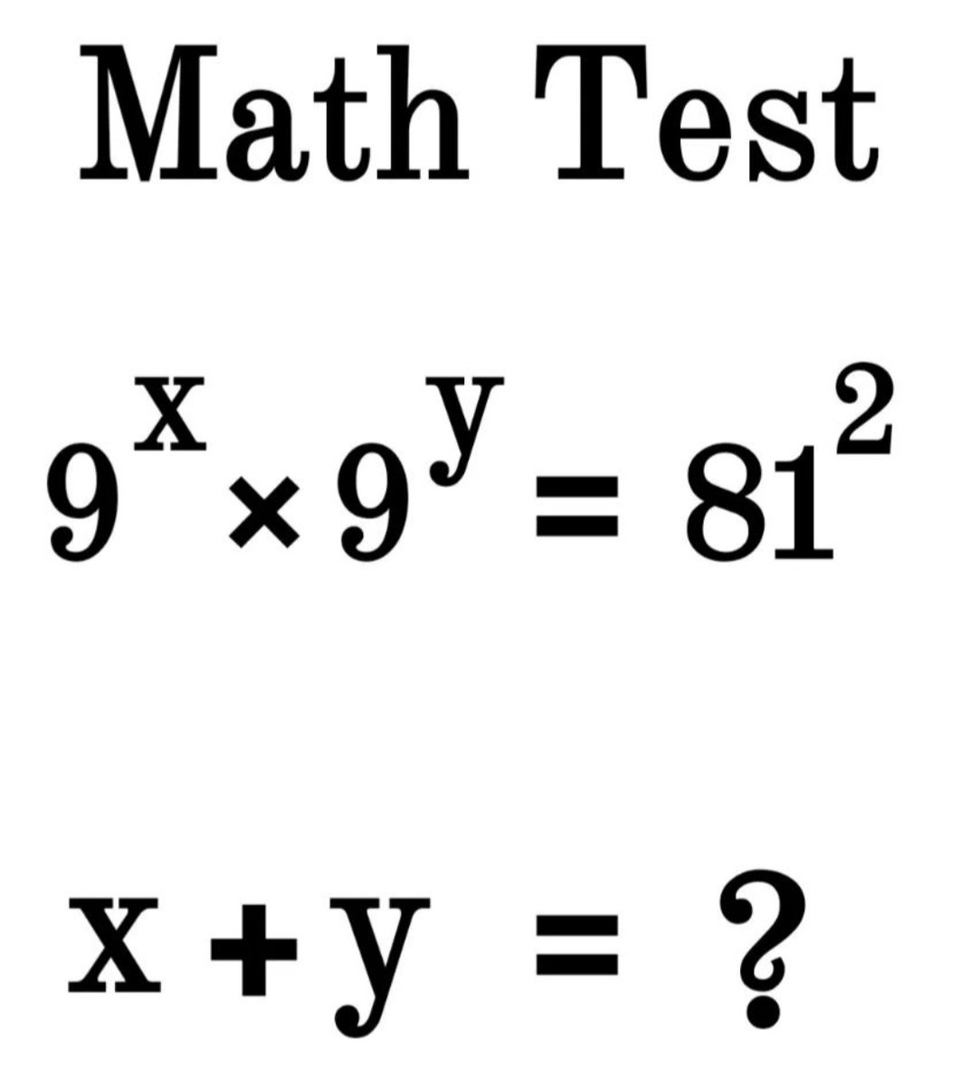 Easy question for you...⭐⭐⭐.
Question:
Try to find the value of x + y?
#mathe.#Maths.#Algebra.#Geometry.#Calculus.#ProblemSolving.#test.#Exams.#puzzle.#Science.#evaluation.#solve.
#ریاضی.#ریاضیات.