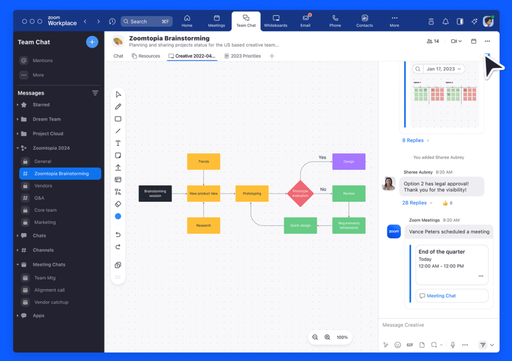 Zoom is working hard to give its Workplace collaboration tool similar features to the ones Teams already offers. Now it's bringing in AI to create meeting summaries, identify actions, and to help compose chats and email drafts #Zoom #AI #CollaborationTool The company's Workpla