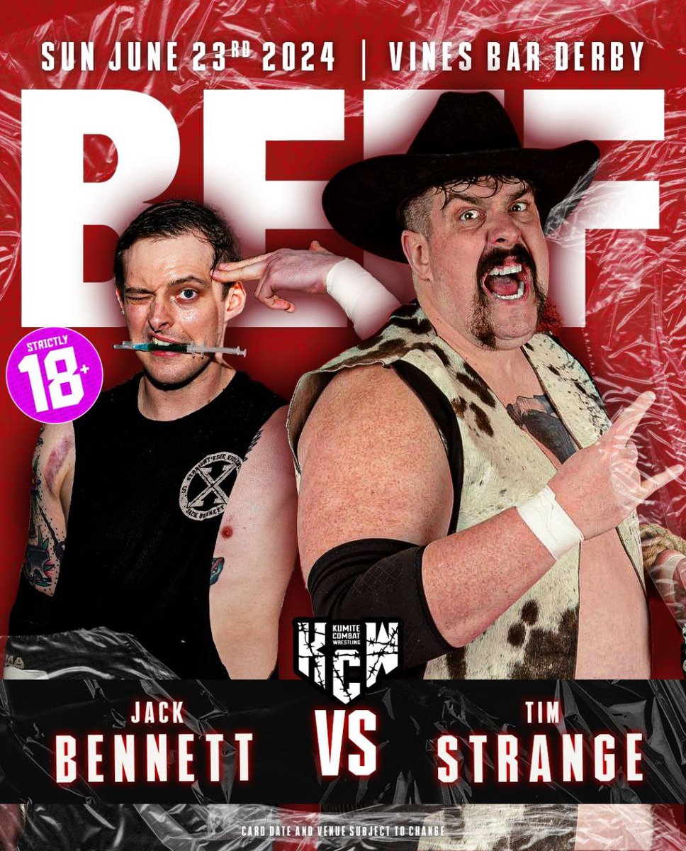 💥 Brace yourselves for another deathmatch at KCW: Beef on June 23rd! Tim Strange makes his Vines debut in a battle for supremacy against Straight Edge Violence Jack Bennett. Who will emerge victorious between two of Kumite's hottest new talents!? Don't miss the excitement! 🔥