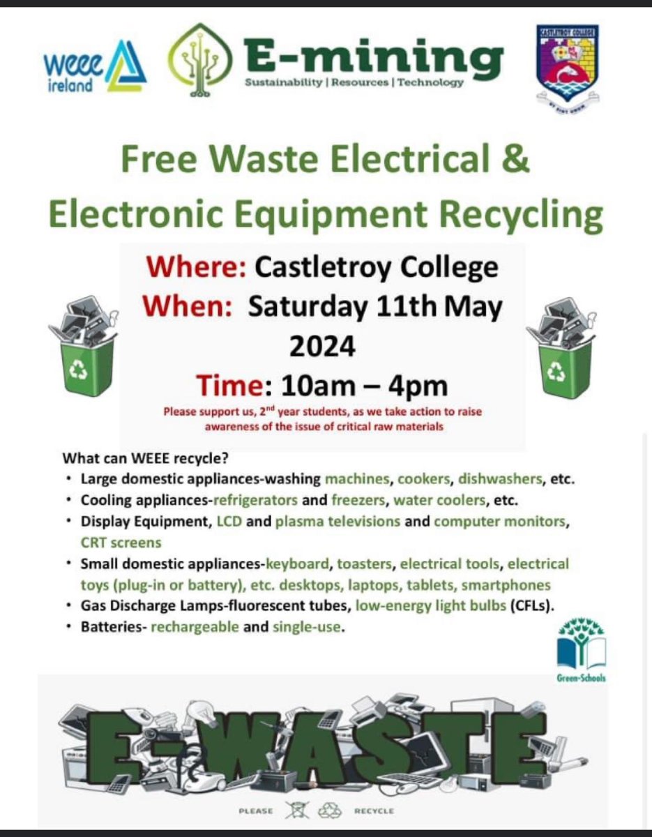 Free Waste WEEE - waste electrical items powered by a battery or plug. Please retweet.