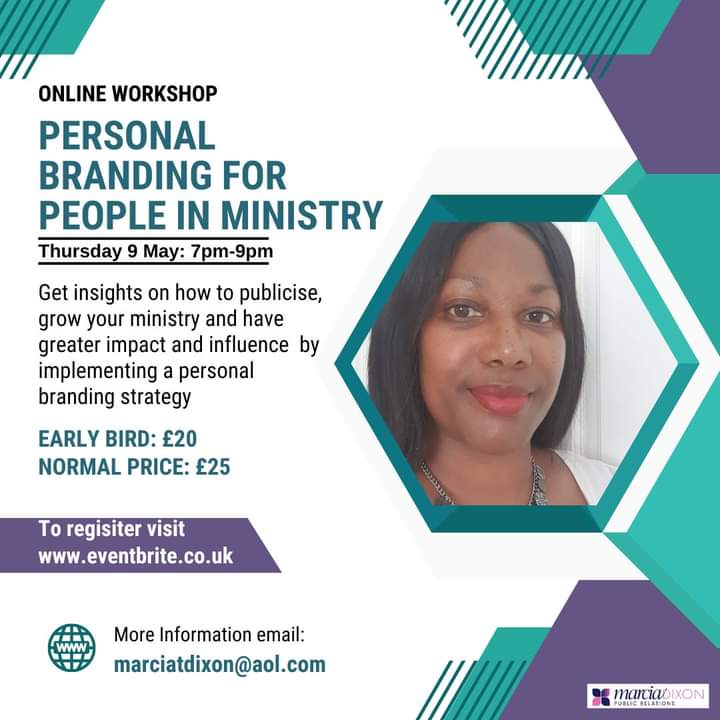 Today is the day for my Personal Branding session for people in ministry. If you want insights into how applying personal branding can help you grow your ministry - and having a PB strategy does not negate the necessity of prayer - book a place. I know there's so many people