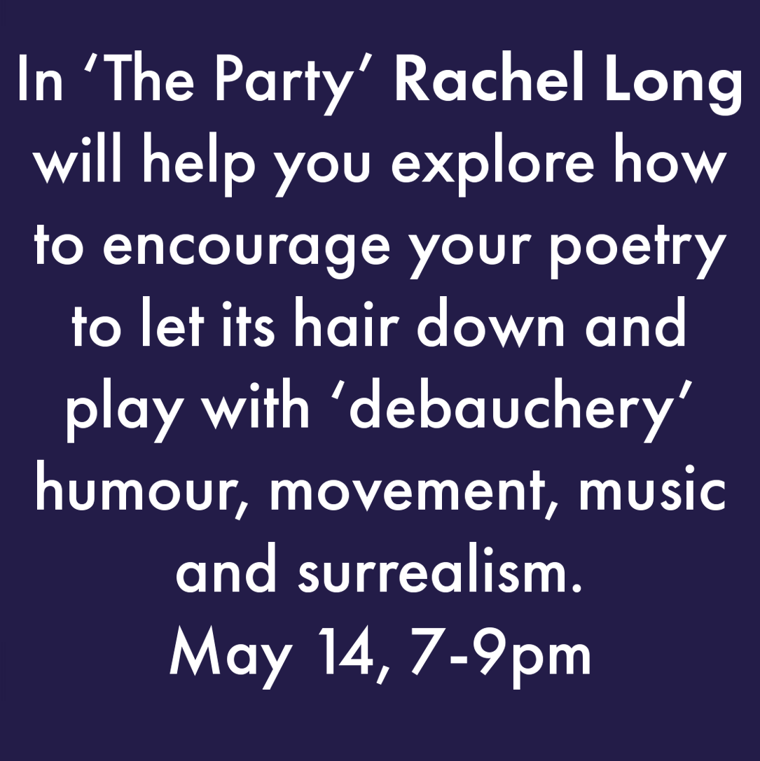 @poetclare @rachelnalong @HelenMort @Carcanet @YvonneReddick @BloodaxeBooks @HelenCalcutt @PavilionPoetry @saralaestruch @NineArchesPress @pascalepoet @Carrie_Etter @SerenBooks .@rachelnalong's joyful zoom workshop will show how party elements can enliven your poems, looking at work by #NatalieDiaz #KimAddonizio #GboyegaOdubanjo & #DorothyParker among others to inspire you. We've very limited spaces left if you'd like to join tinyurl.com/zeykpmra 😍