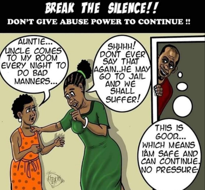People who are being abused, silenced, and accept the abuse without seeing anything wrong about it end up abusing or silencing others. #BreakTheSilence by encouraging the victims to report their cases. #LeaveNoYouthBehind