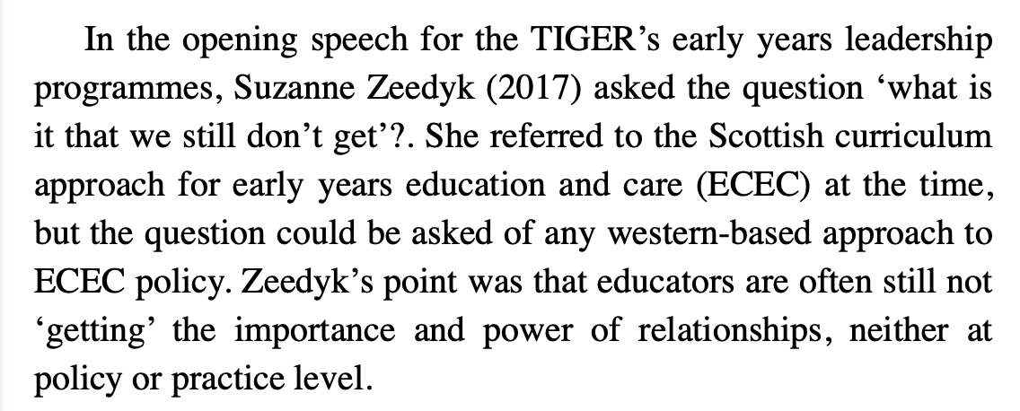 2. 'In t opening speech for @TIGERSEYAcad 2017, Zeedyk asks 'what is that we still don't get?' Her point is that EY educators are often still not gettng the importnce of relatnshps, at policy or practice level.' Yep. I still think this. Well done @TIGERS_UK for opening up debate.