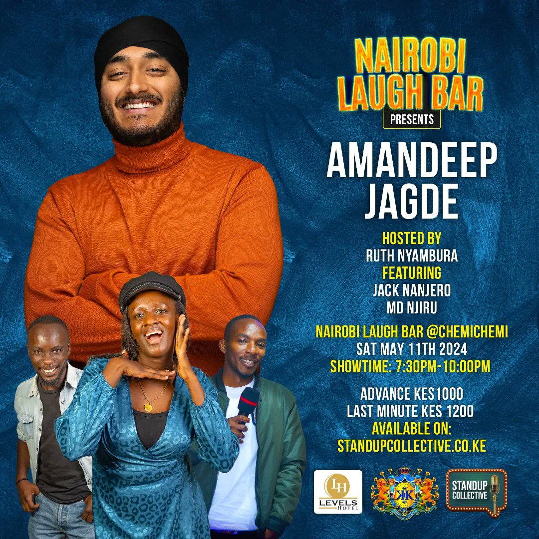 The hilarious @AmandeepJagde will be headlining the nairobilaughbar! It's a great plan for your Saturday evening as the lineup is packed with killers! Ruth nyambura will be hosting and we'll have hilarious feature acts from @jacksonnanjero and @MDNJIRU1 standupcollective.co.ke/event/nlb-0/