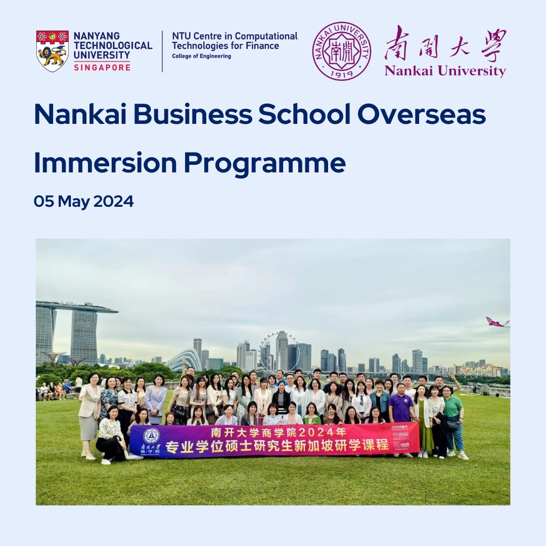 NTU_CCTF's tweet photo. 2024 Nankai University Business School Overseas Immersion Programme: A Renewed Academic Journey with NTU-CCTF.

Learn more：https://t.co/9gbPVPRHgo https://t.co/xlDtm37nF3