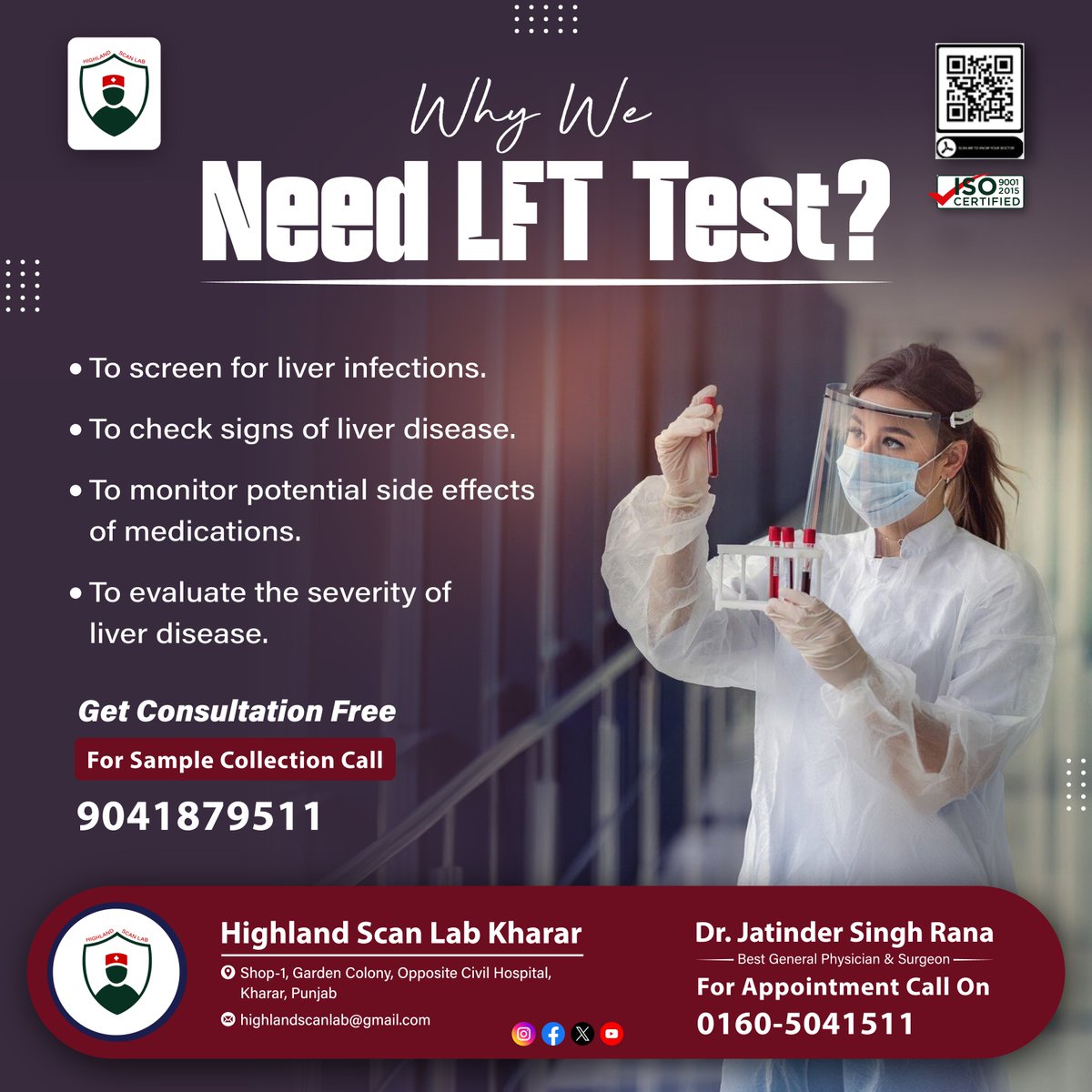 Why wait until you feel unwell? The #LFT test is your health's first line of defense, helping detect #liver #disorders early. Because your #health deserves nothing but the best!
.
#hepatitis #liverdisease #bloodtest #Drjatindersingh #Diagnostics #kharar #pathology #LiverHealth