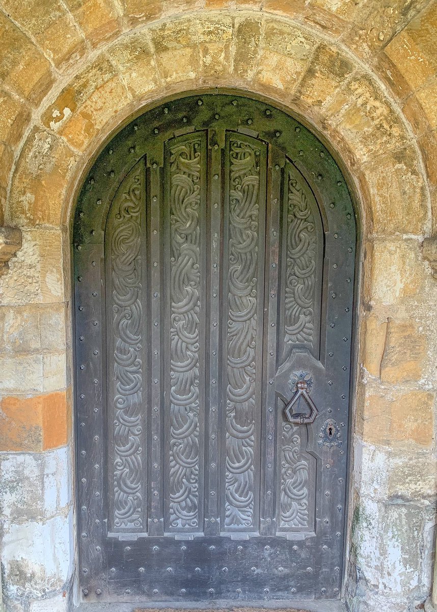 #adoorablethursday is from Kirkby Wharfe. The door of St. John the Baptist Church displays a well crafted ‘weave’ pattern.