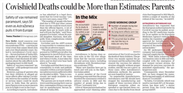 “The number of people who died of serious injury, including Thrombosis with Thrombocytopenia Syndrome (TTS) - in India could be much more than the govt figures”. @gvenugopalan said the current AEFI system is inaccessible to common man to even file an adverse report. #Covishield