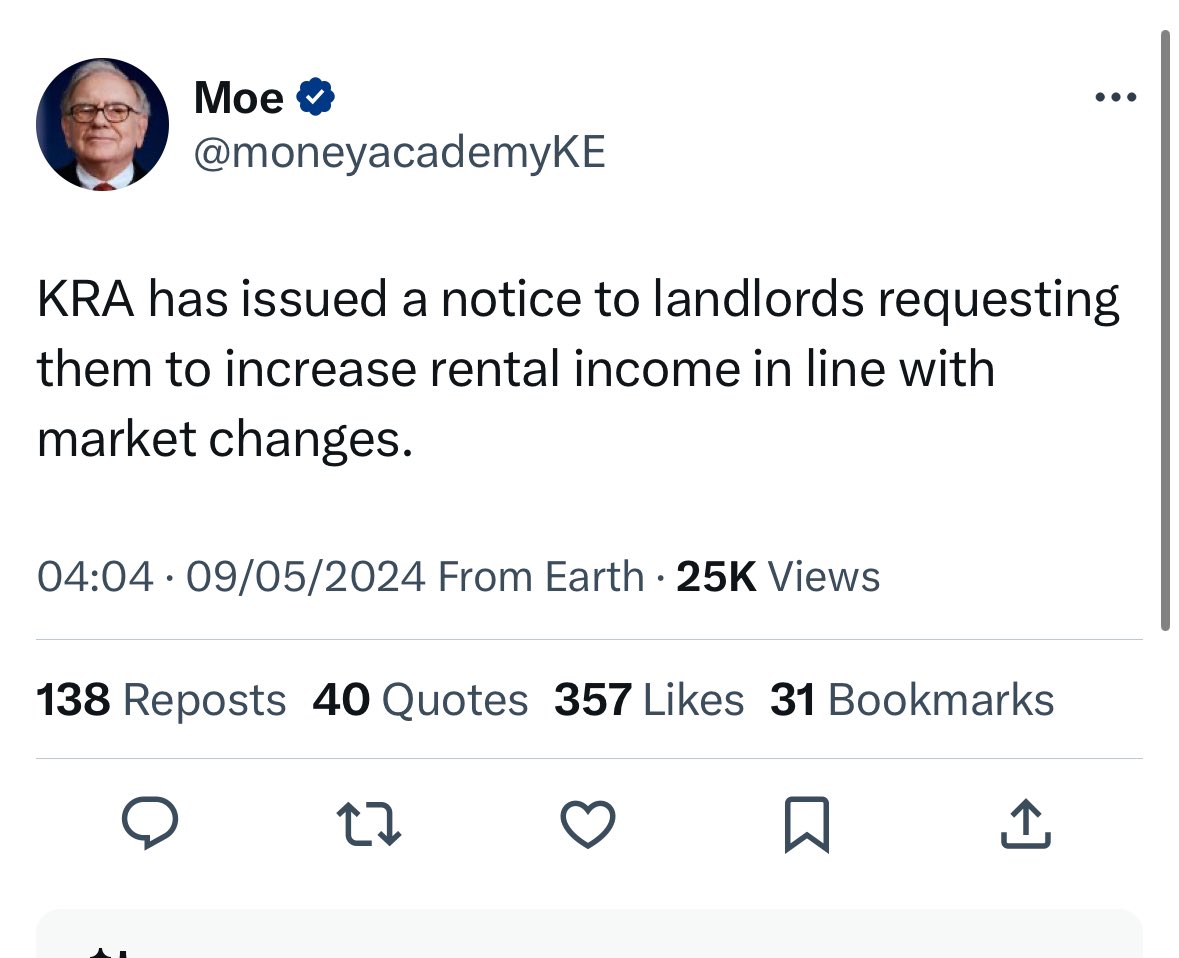 - @DavidNdii , you are  Economic Advisor to the President.

You have been screaming your lungs out about hustlers and the affordable housing thing.

You are now taxing the landlords and even advising them to increase rent. 

What kind of affordable housing strategy is this?