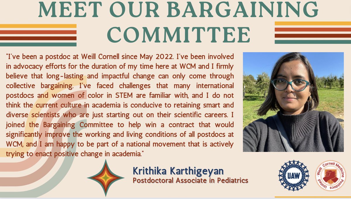 Meet Krithika Karthigeyan from the Pediatrics department. She is dedicated to improving the working conditions for postdocs by advocating for deep changes in academia. She is attuned of  the challenges faced by international postdocs, especially women of color in the STEM field.