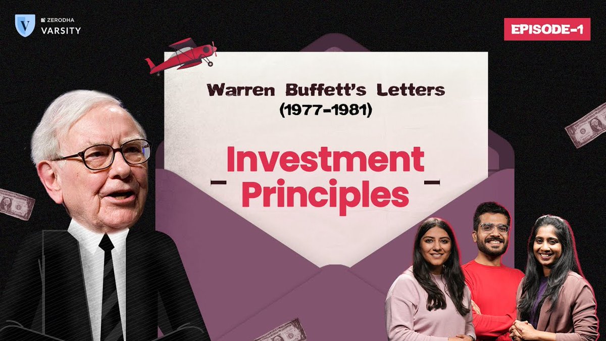 Nithin0dha's tweet photo. Warren Buffett and Charlie Munger are arguably the greatest investors ever. Their track record over 50–60 years is just insane.

Warren Buffett has been writing letters to shareholders since 1965. These letters contain a wealth of wisdom, not just for stockpickers but for all investors as well.

If you don't have the time to read all the letters, we're starting a new series on @ZerodhaVarsity to summarize all the letters. Check out the first episode, in which the team discusses the first 5 letters. This covers the origins of the legendary partnership between Buffett and Munger, their thoughts on inflation, Buffett's investment approach, and much more.  1/2
