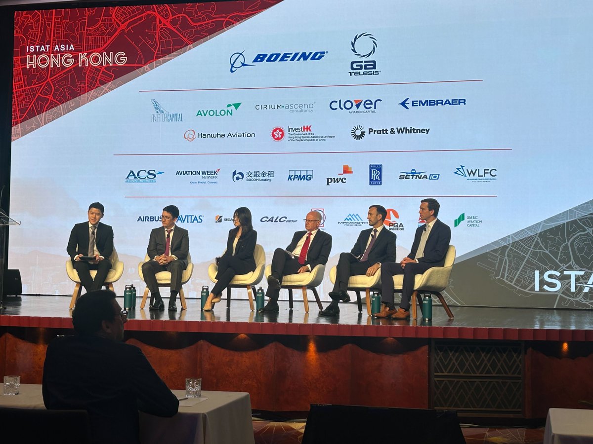 Attendees hear the latest financial updates impacting the aviation market during today's Finance Panel at #ISTATAsia. Thanks to moderator Nat Vilasdechanon and panelists Pierre Briens, Wendy Chai, Martin Harris, Bertrand Rovetto and Daniel Verwholt. #ISTATEvents #ISTATNetworking