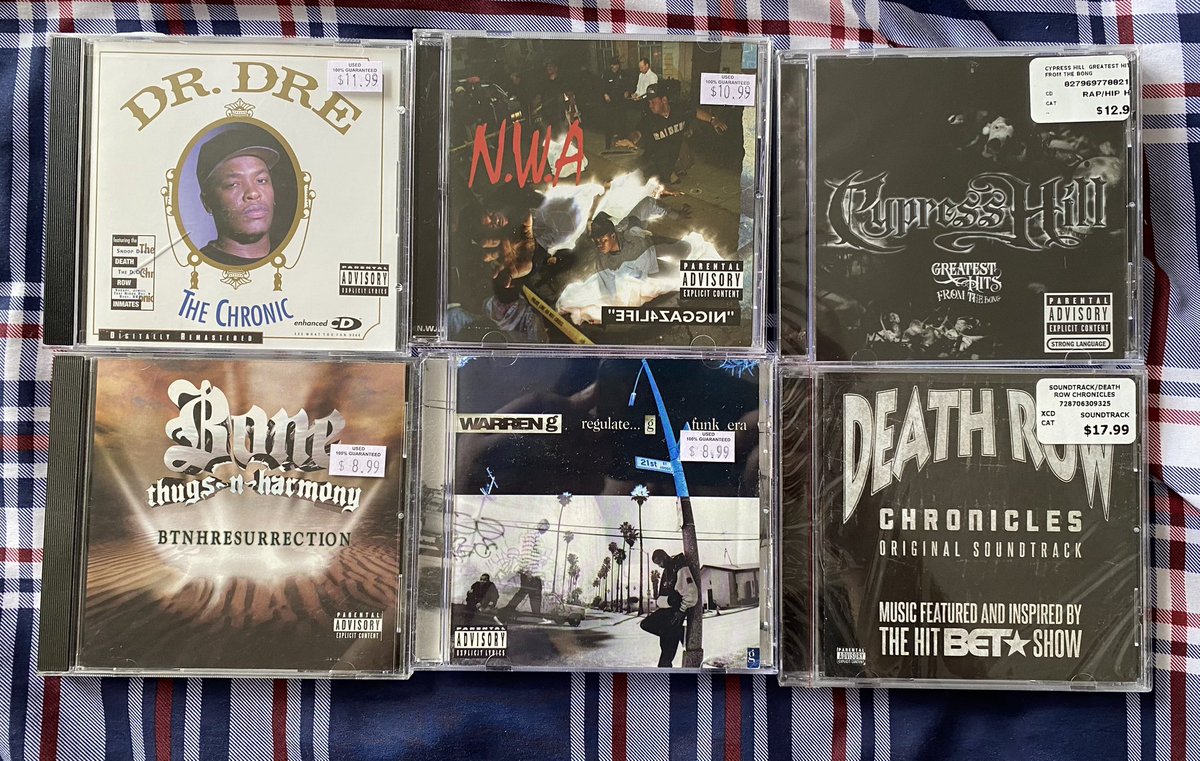 Cannot wait to listen to these cool rap CDs! #drdre #nwa #cypresshill #bonethugsnharmony #warreng #deathrowchronicles #oldschoolrap #90srap #oldschoolhiphop #90shiphop #rapmusic #cdcollector