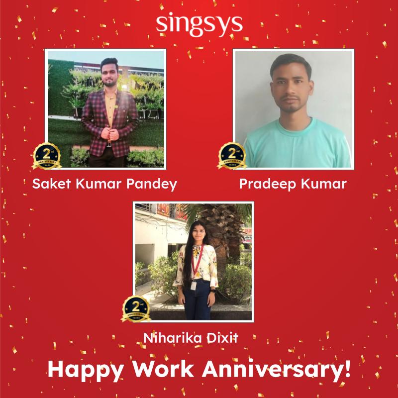 Maybe you have never realised, but every effort you put in at work is a step closer to our goals. Wishing you all the best. May this year, you achieve new heights and continue to thrive. 

#Congratulations #WorkAnniversary #Celebrate #Team #Singsys