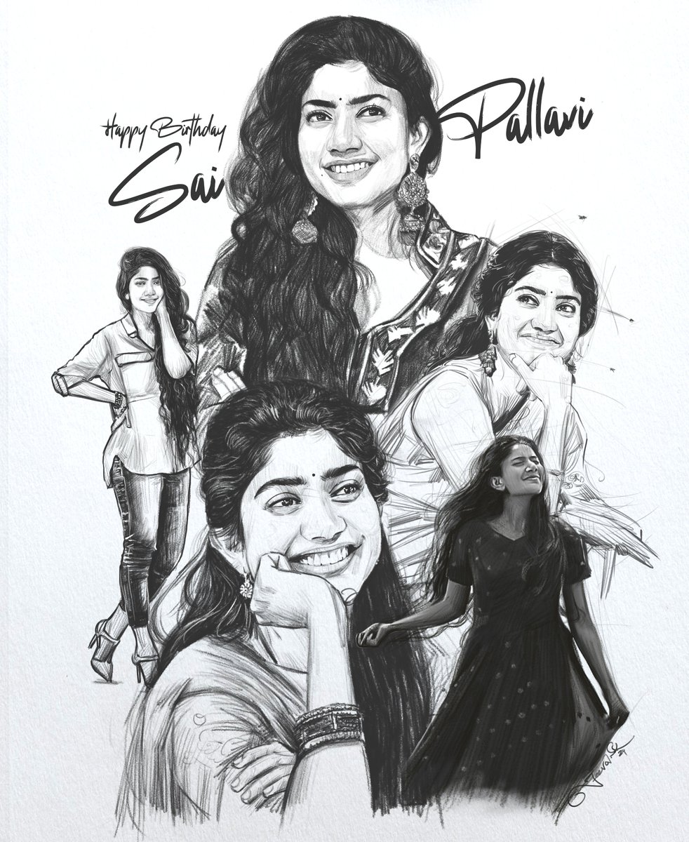 HBD Beautiful Actress Sai Pallavi Charcoal Pencil Sketch 2024 #HBDSaiPallavi #SaiPallavi #saipallavisenthamarai @Sai_Pallavi92