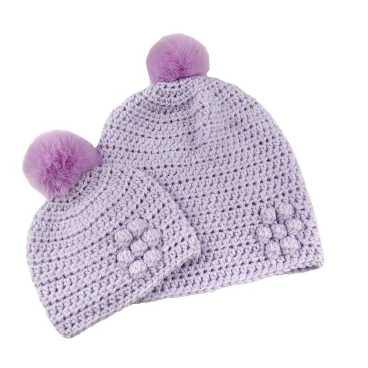 Adorn your day with these matching mummy and baby lilac crocheted hats. Featuring flower detail and detachable faux fur pompoms. Lovingly crafted by #Knittingtopia. Grab yours on #Etsy! #handmade #mummyandbaby #craftbizparty #MHHSBD knittingtopia.etsy.com/listing/167117…