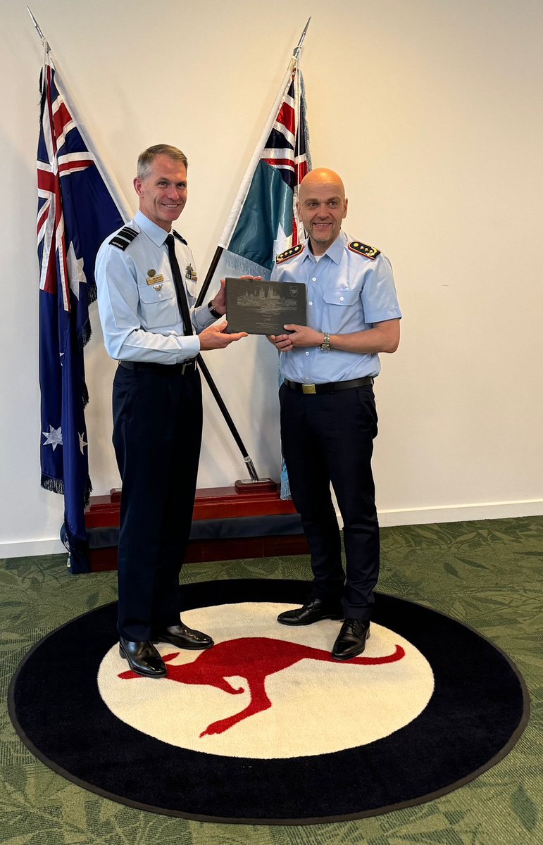 LTGEN Günter Katz is representing the German Luftwaffe at the Air and Space Power Conference in Canberra, discussing with partners the upcoming German Navy and Air Force Indo-Pacific Deployment 2024. He is pictured here with Air Marshal Robert Chipman, Chief of the RAAF.