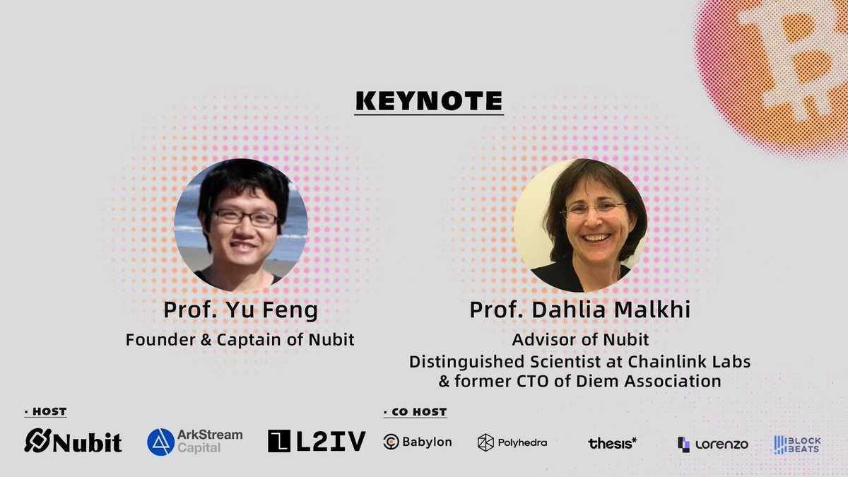 🌟 Meet our Captain: Professor Yu Feng at the BiToday Seminar Prof. Yu Feng @captain8299, Founder & Captain of @nubit_org, will be delivering a keynote on our latest academic progress. Meanwhile, we are delighted to have Prof. Dahlia Malkhi @dahlia_malkhi, Distinguished…
