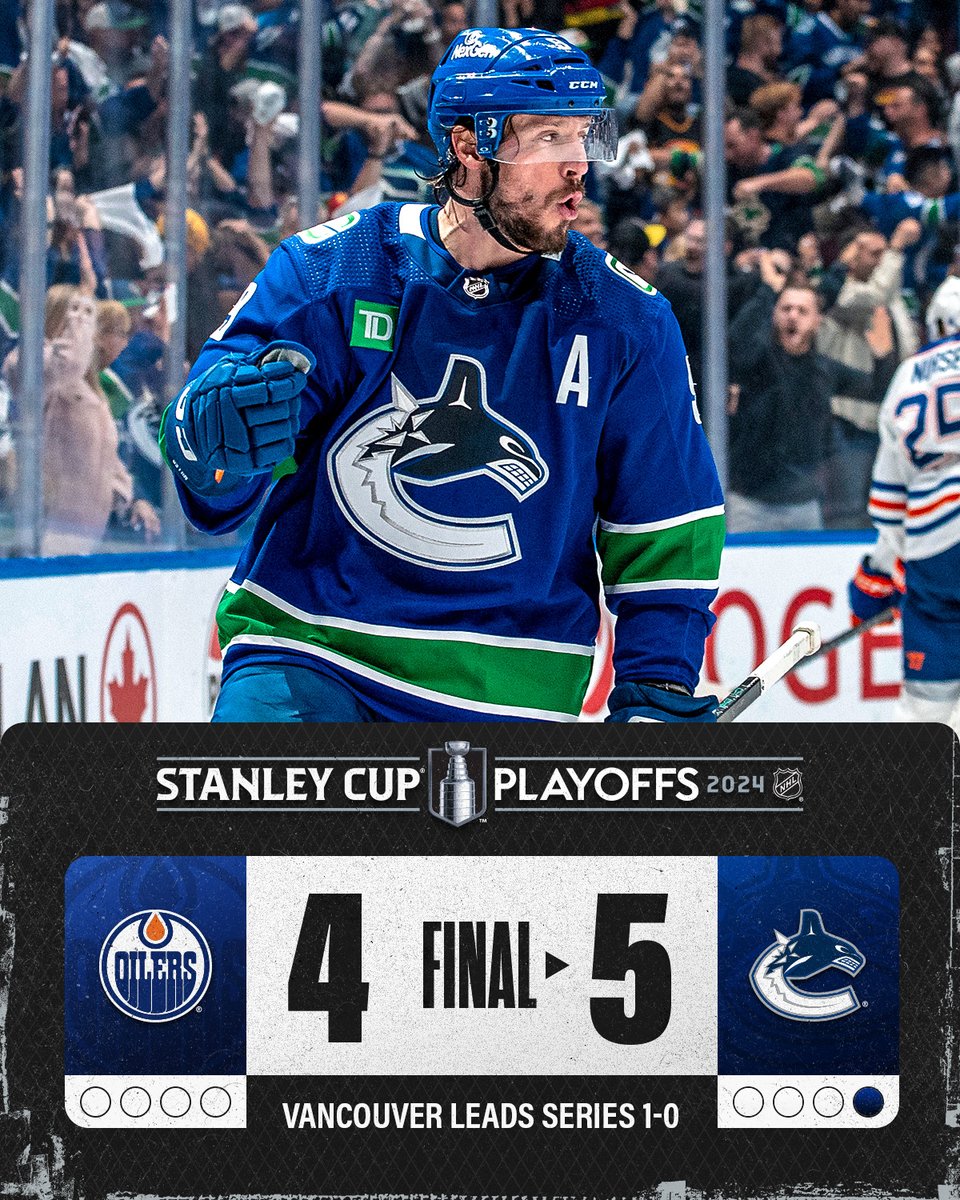 The @Canucks take Game 1 in electric fashion! 💪 #StanleyCup