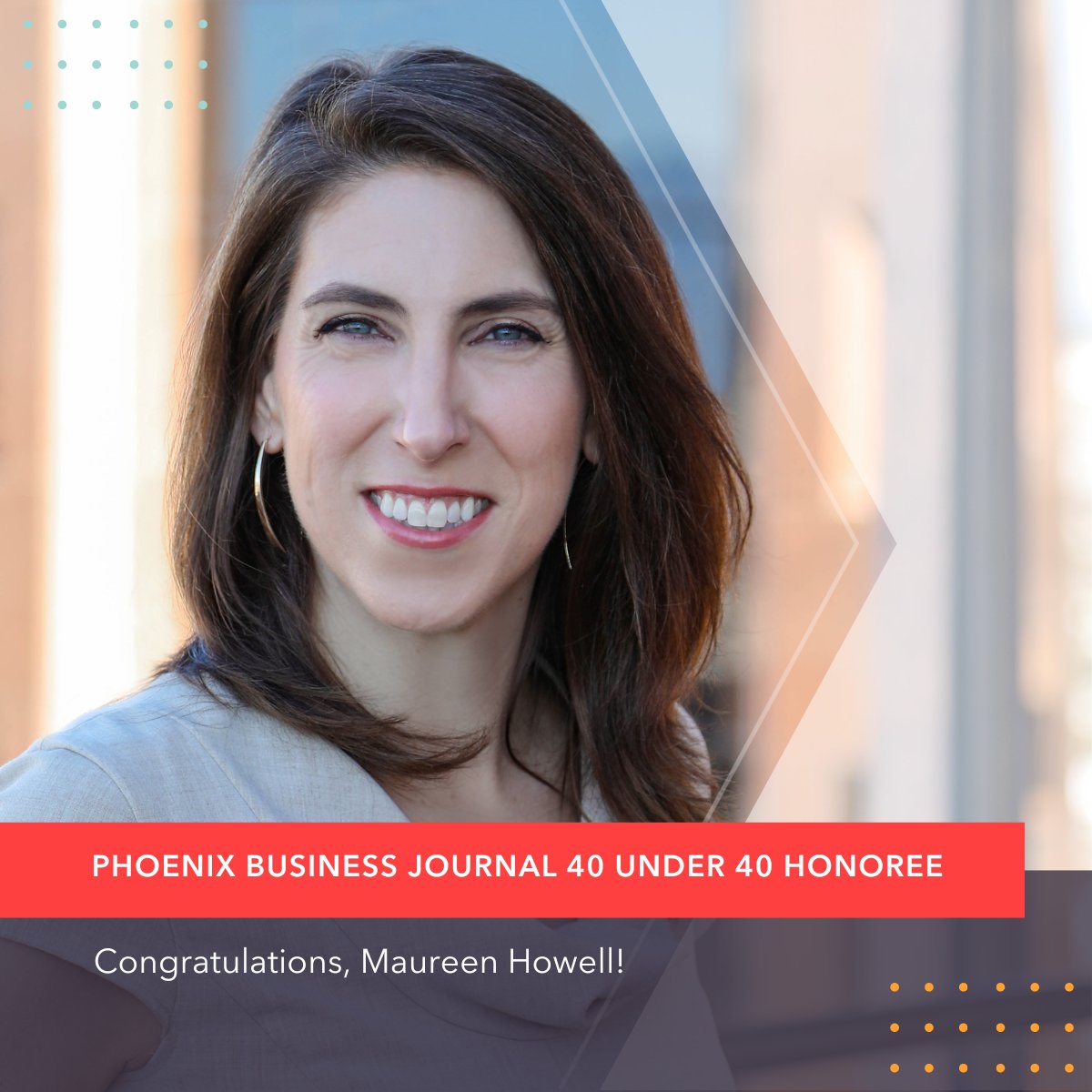 Congratulations to Chief of Staff Maureen Howell for being named a @phxbizjournal 40 Under 40 honoree! 🎉 We're so lucky to have such a dedicated and forward-thinking individual propelling the team to advance our mission & organization. bizjournals.com/phoenix/news/2…