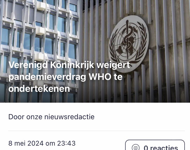 VK weigert het #Pandemieverdrag te ondertekenen. Tweede Kamer: Laat demissionaire minister de ingrijpende wijzigingen IHR niet ondertekenen. nu.nl/buitenland/631…