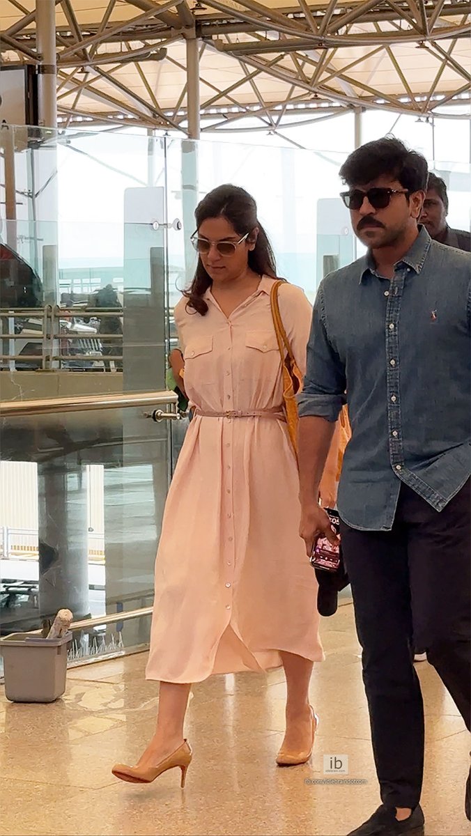 Global star #Ramcharan along with wife Upasana are on the way to Delhi to participate in Megastar Chiranjeevi Padma Bhushan event
