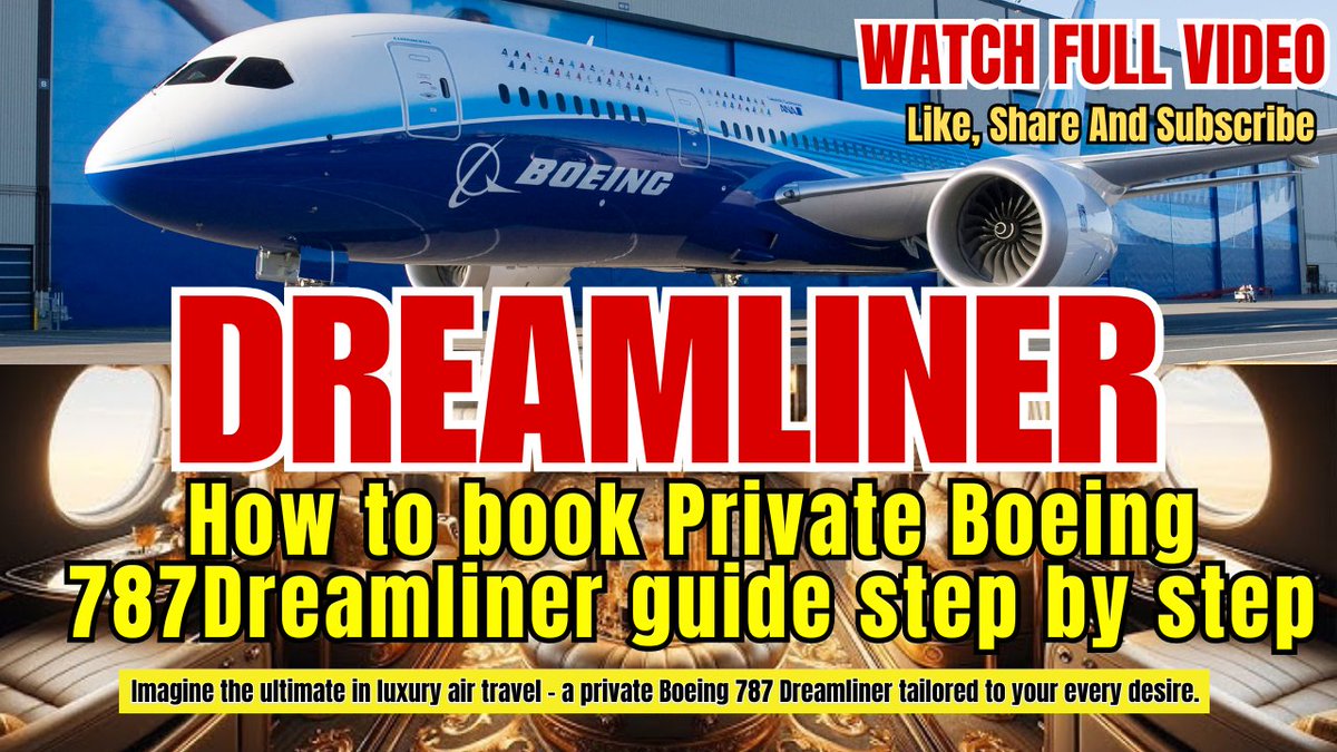 How to book Private Boeing 787 Dreamliner guide step by step Watch Now- youtube.com/watch?v=RBmJih… #PrivateDreamliner #Dreamliner787 #Boeing787Charter #LuxuryAirTravel #PrivateJetCharter #ExclusiveAviation #UltimatePrivacy #AirborneLuxury #BespokeTravelExperience #CustomizedFlight