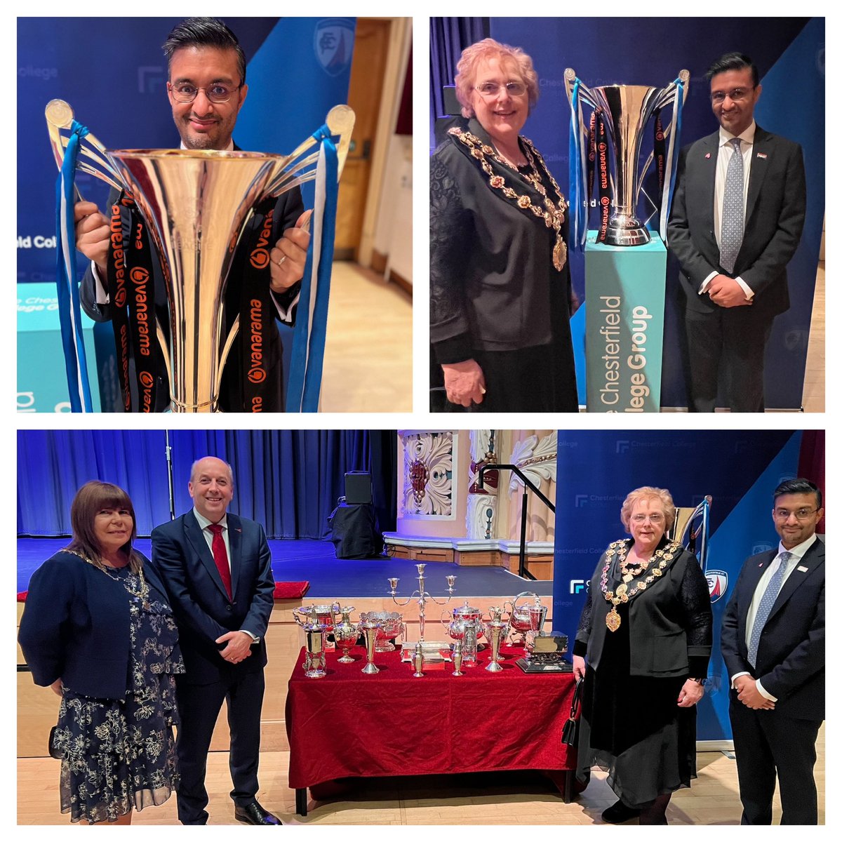 An honour to speak as Chair of @royalhospital #TeamCRH at the inauguration of Cllr Jenny Flood as new #Chesterfield mayor last night, alongside @Bowen_Huw Looking forward to working together for our communities, & great to hold the @ChesterfieldFC trophy ⚽️ (🙏 @JohnCroot1!)