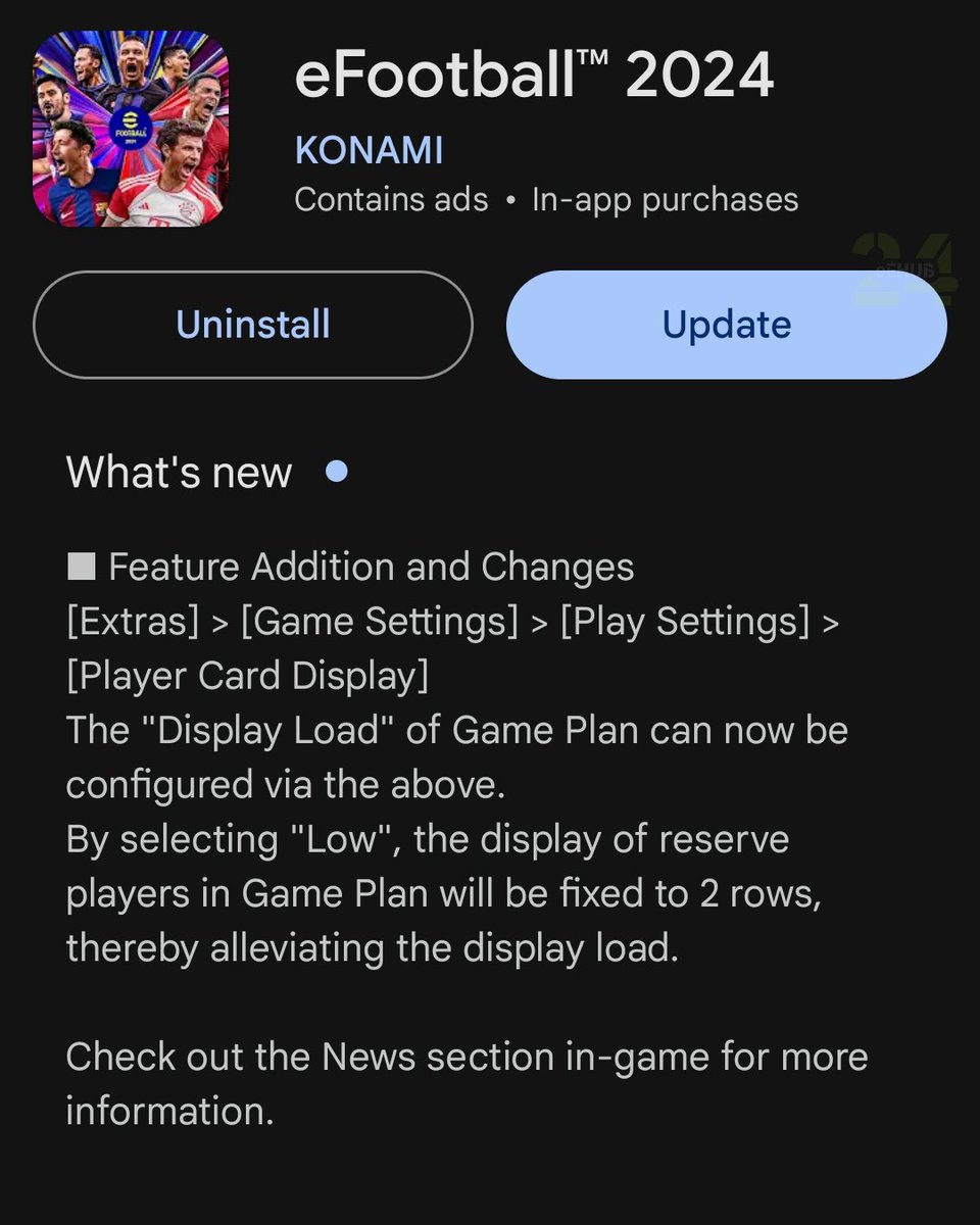[ANDROID] As reported earlier, eFootball™ 2024 v 3.5.1 is a minor Android-only Update, available now ! 👇📱

#eFootball2024 | #eFootballHUB