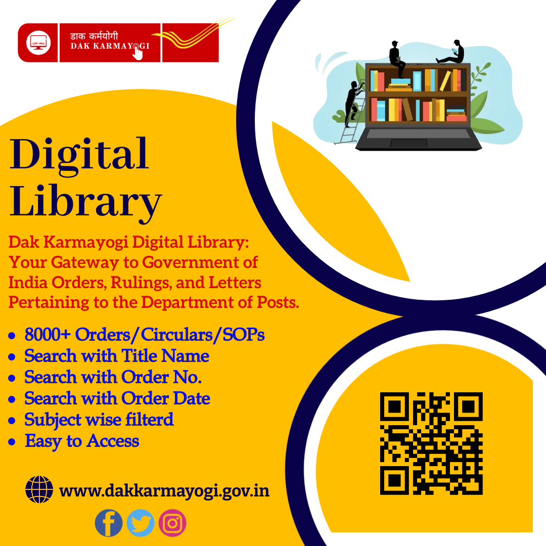 Hey Dak Karmayogi! Dak Karmayogi Digital Library: Your Premier Destination for Government of India Orders, Rulings, Letters & SOPs Specifically Tailored for the Department of Posts. 🔗Link to the Dak Karmayogi Portal: 🔗dakkarmayogi.gov.in @IndiaPostOffice #DakKarmayogi